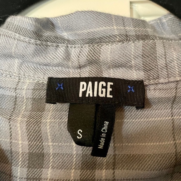 Paige Plaid Flannel Shirt DUSKY BLUE/WHITE/GRAY/BLACK size S - Picture 2 of 7
